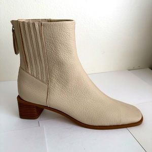 MANGO cream white leather ankle boots